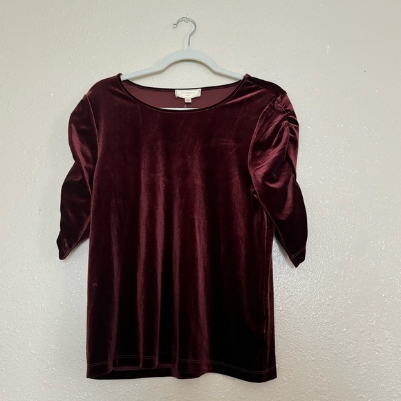 Anthro Moulinette Soeurs Wine Velour Top - Picture 1 of 5